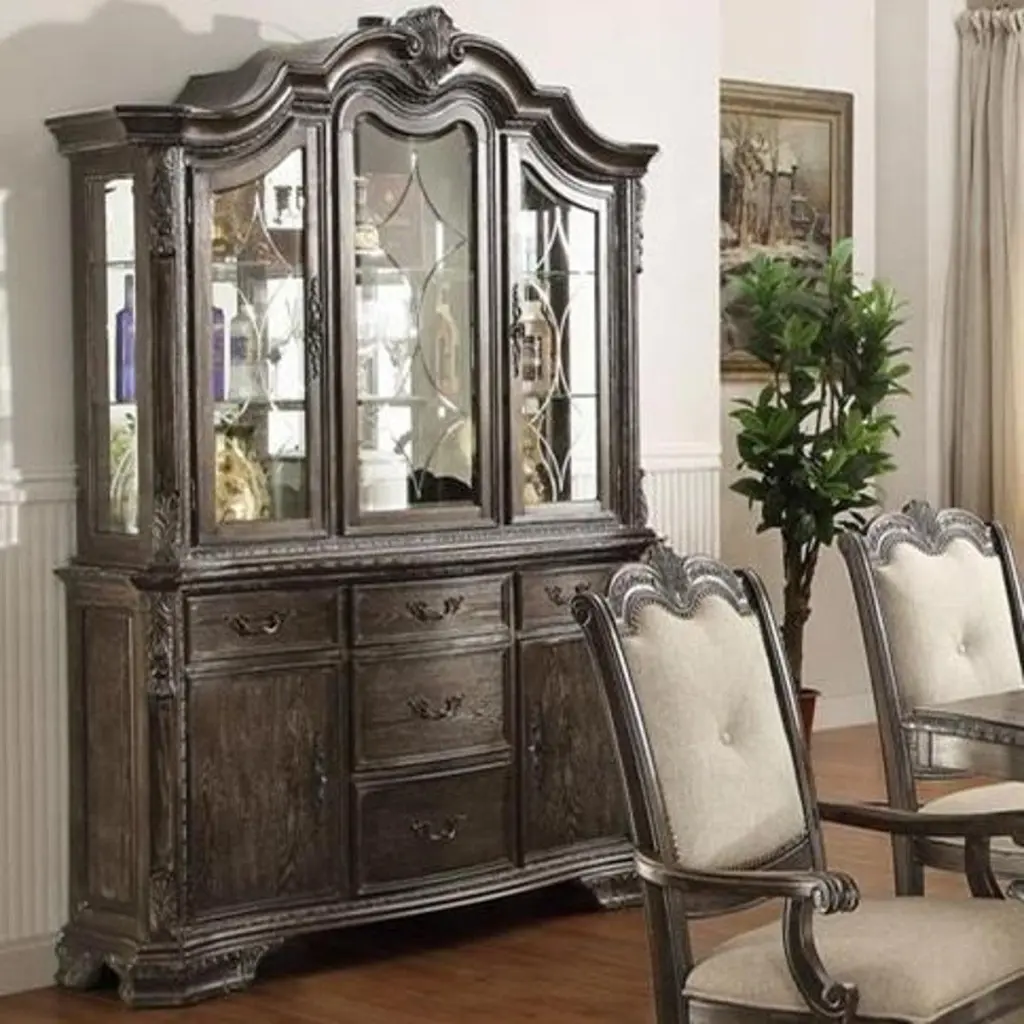 Crown Mark Kiera Buffet Hutch Grey Dining Room Storage