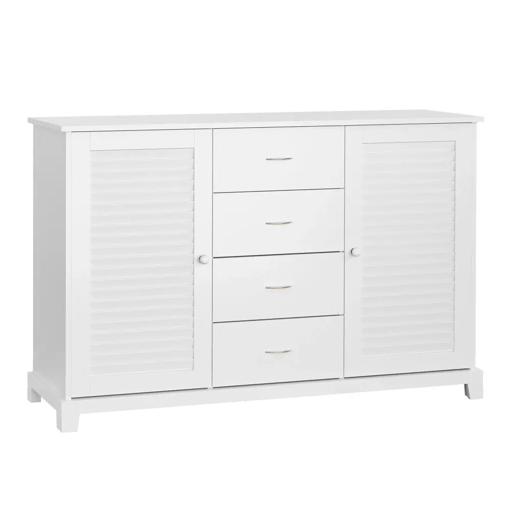 Homcom - Sideboard Buffet Cabinet, Kitchen Cabinet, Coffee Bar Cabinet 4 Drawers And 2 Louvered Doors Living Room, Kitchen...