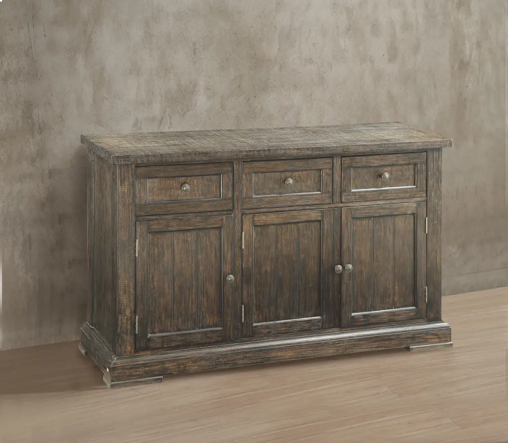 Landon Salvage Brown Server - Rustic Sideboard Buffet Dining Room