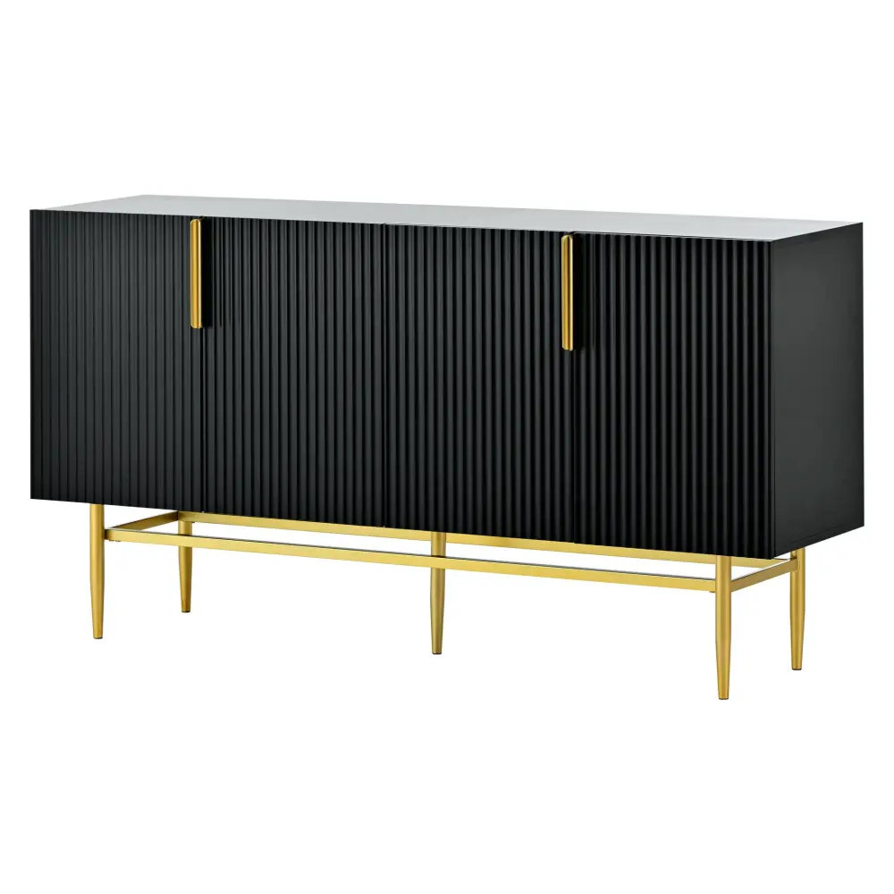 Modern Elegant 4 Door Sideboard Metal Handle Buffet Cabinet Dining Room, Living Room, Bedroom, Hallway
