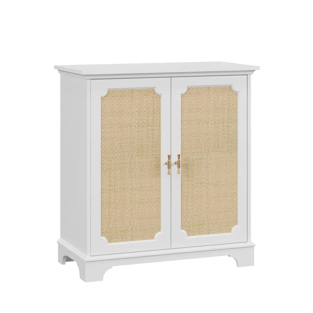 Rattan Decorated Sideboard Buffet Storage Liquor Cabinet - Pearl