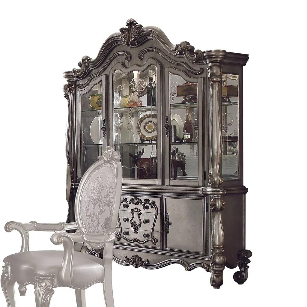Versailles Antique Platinum Hutch and Buffet Set