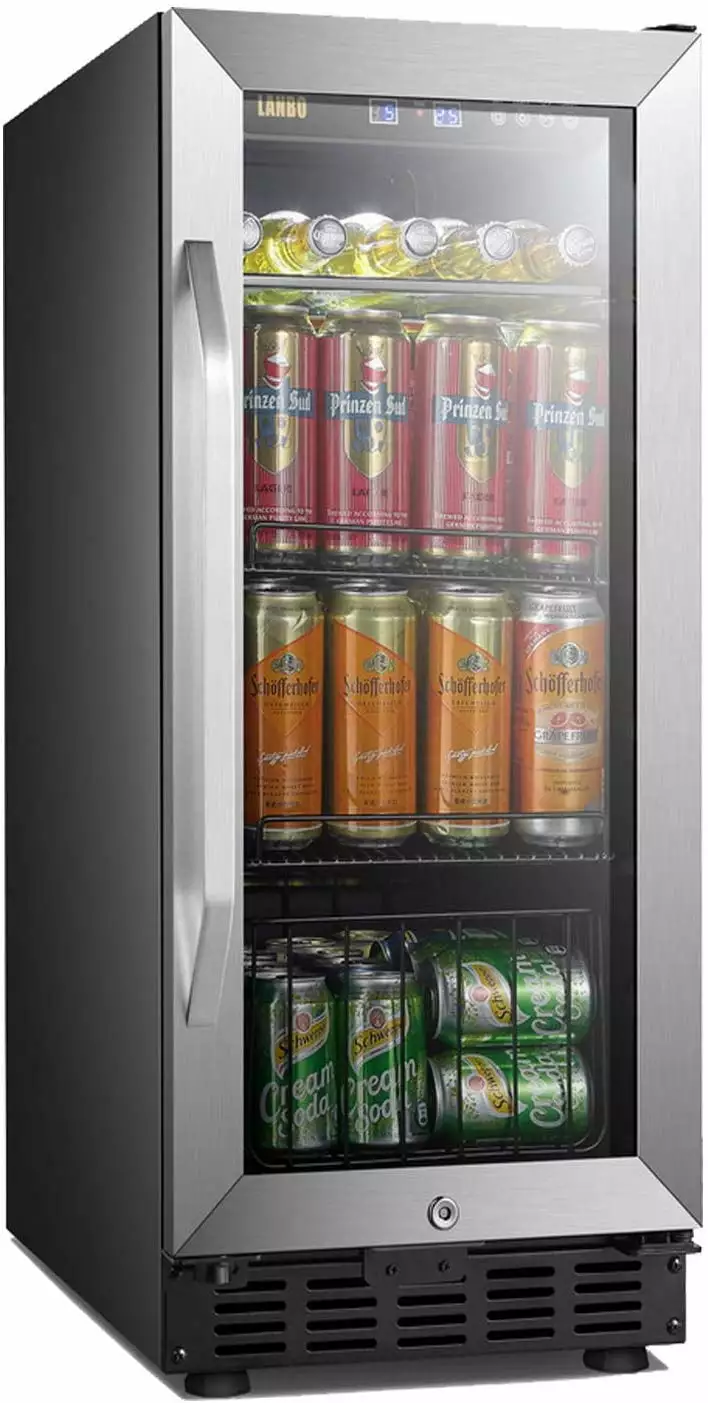 Lanbo 70 Cans Under Counter Compressor Beverage Cooler Refrigerator - 15 inch Width
