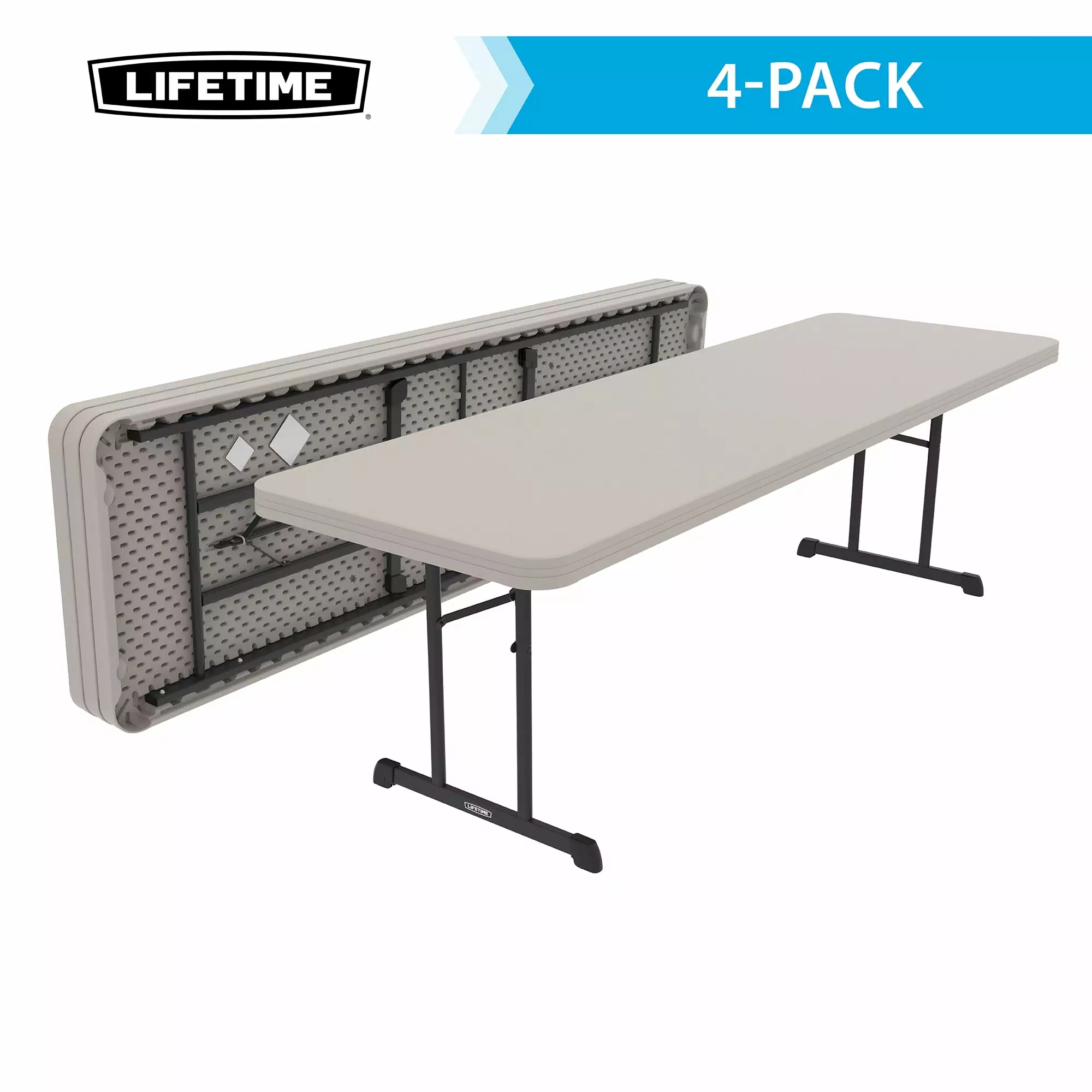 Lifetime 8 ft. Rectangle Folding Table - Indoor Outdoor Professional Grade Putty Set 4