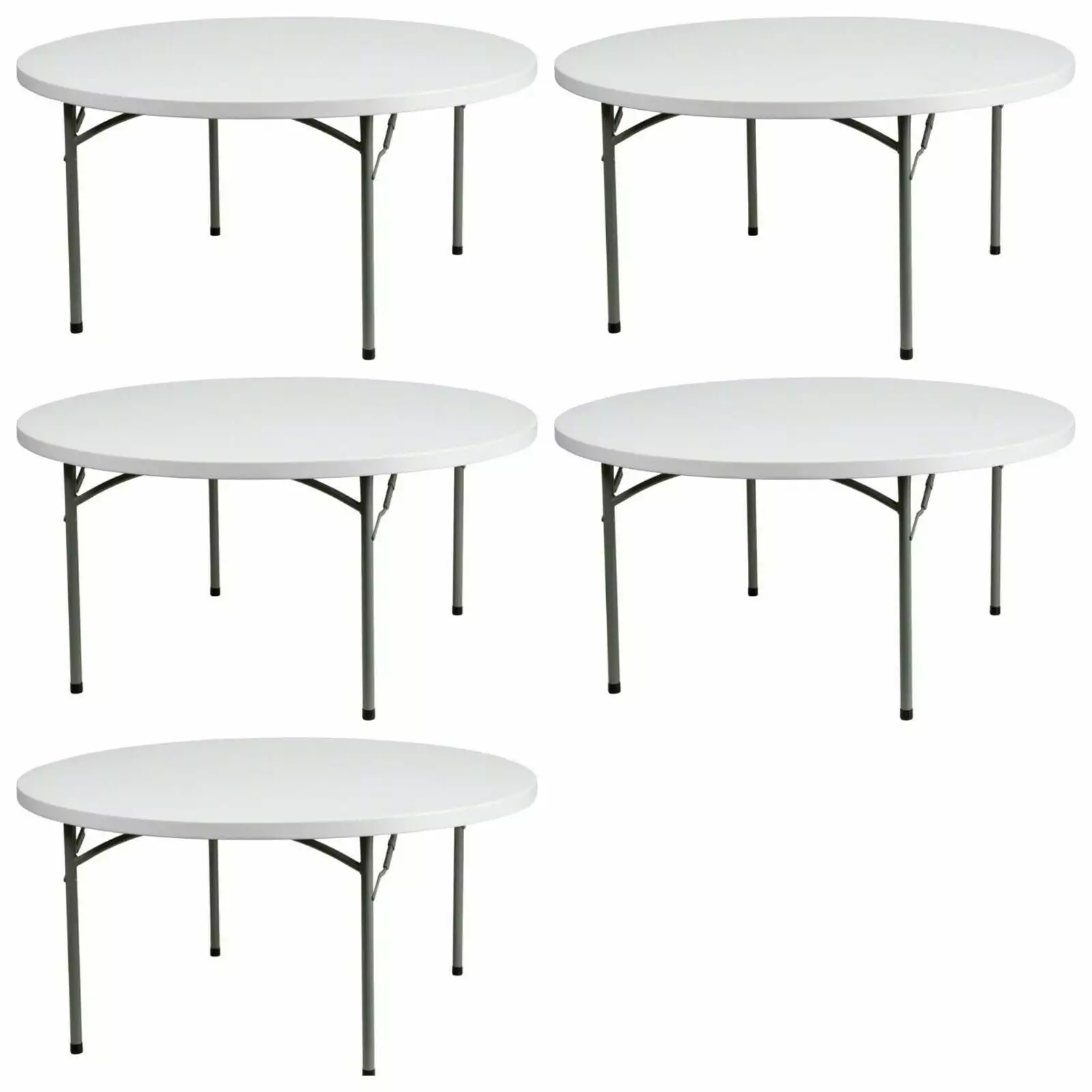 5 Pack 60 Inch Round Plastic Folding Table Heavy Duty Banquet Table