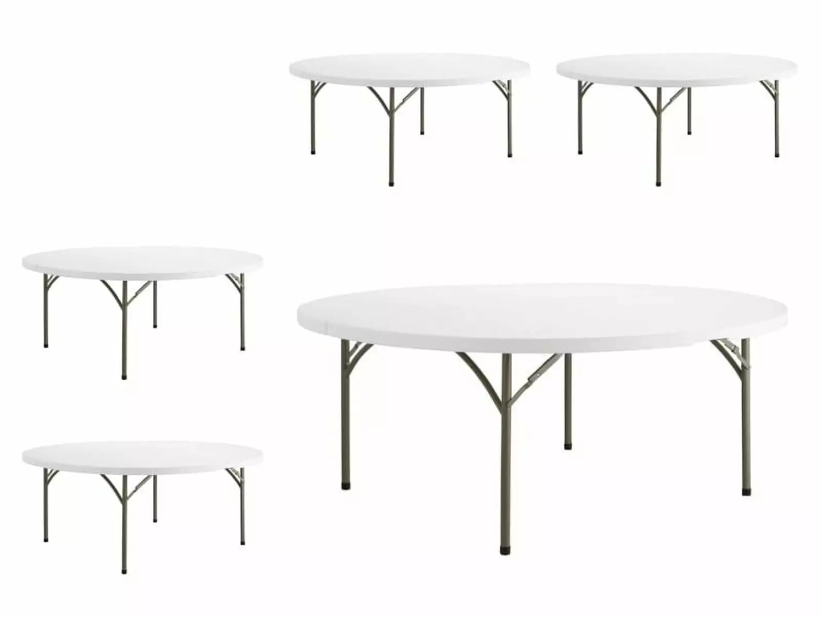 5 Pack 72 Inch Round Plastic Folding Table Banquet Dining Table
