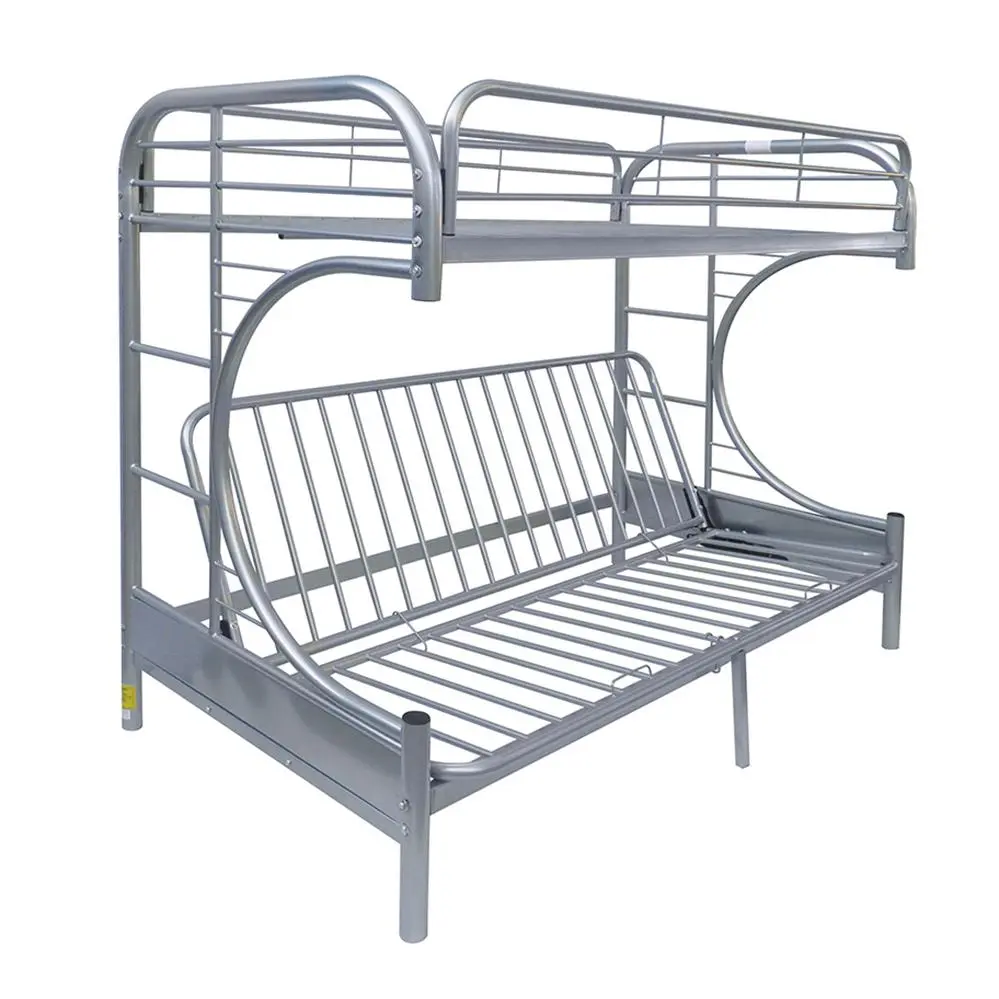 Eclipse Silver Bunk Bed Twin Full Futon - Sleek Space Saving Solution