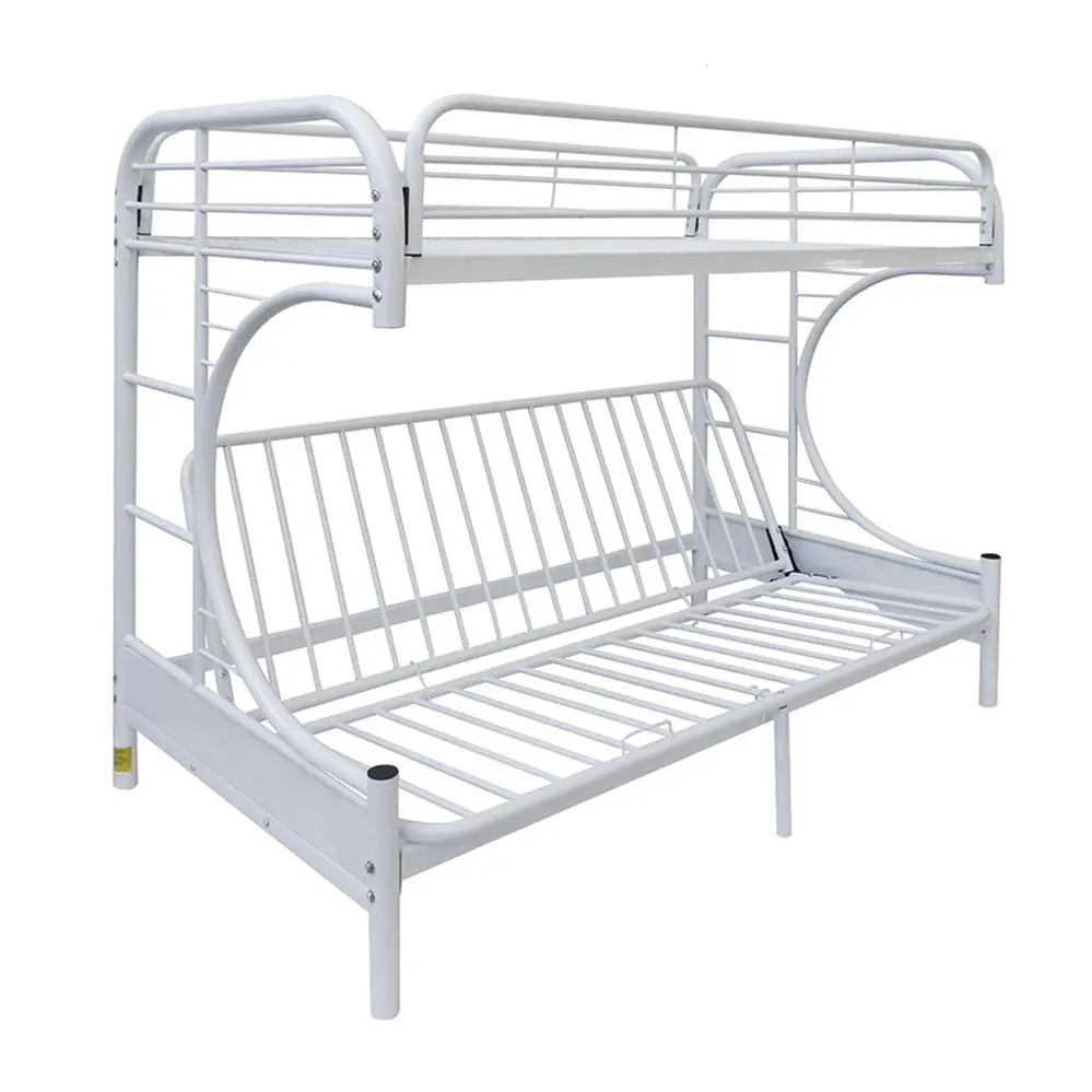 Eclipse White Bunk Bed Twin Full Futon - Clean Kids Room Furniture