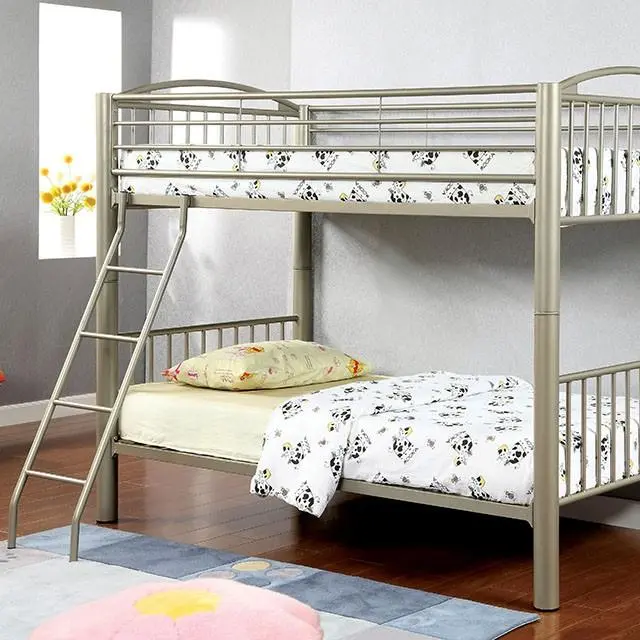 Lovia Metallic Gold Twin/Twin Bunk Bed - Compact Metal Bunk Bed Children