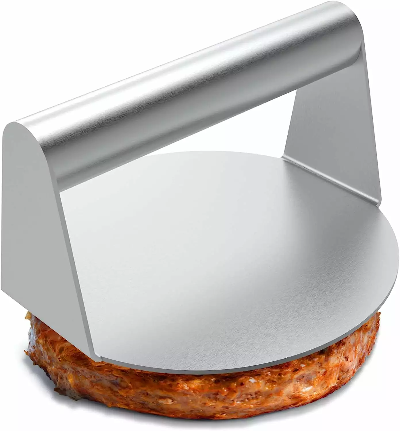 Stainless Steel Burger Press 5.5 Inch Round Burger Smasher Non-Stick Smooth Hamburger Press Flat Bottom Without Ridges Bac...