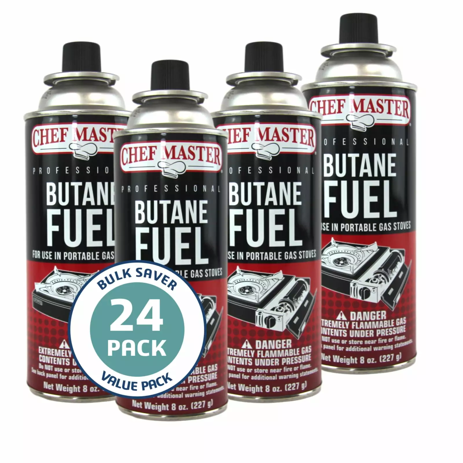 Chef Master 24 Pack 8oz Butane Fuel Cylinders Portable Stove Torch Replacement