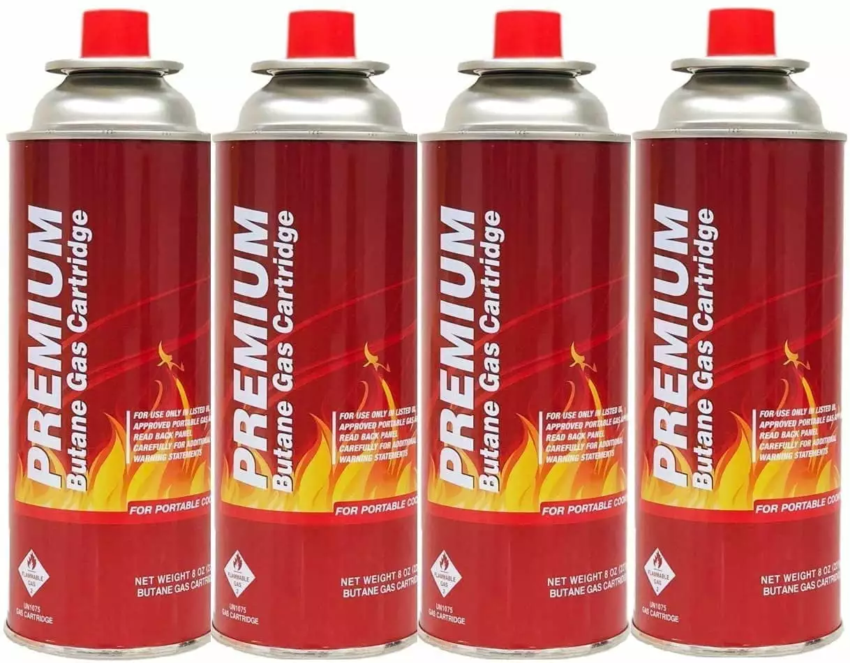 National Standard Butane Fuel Canister 4 Pack - Protect SELF Sealing Nozzle Portable Stoves and Torches