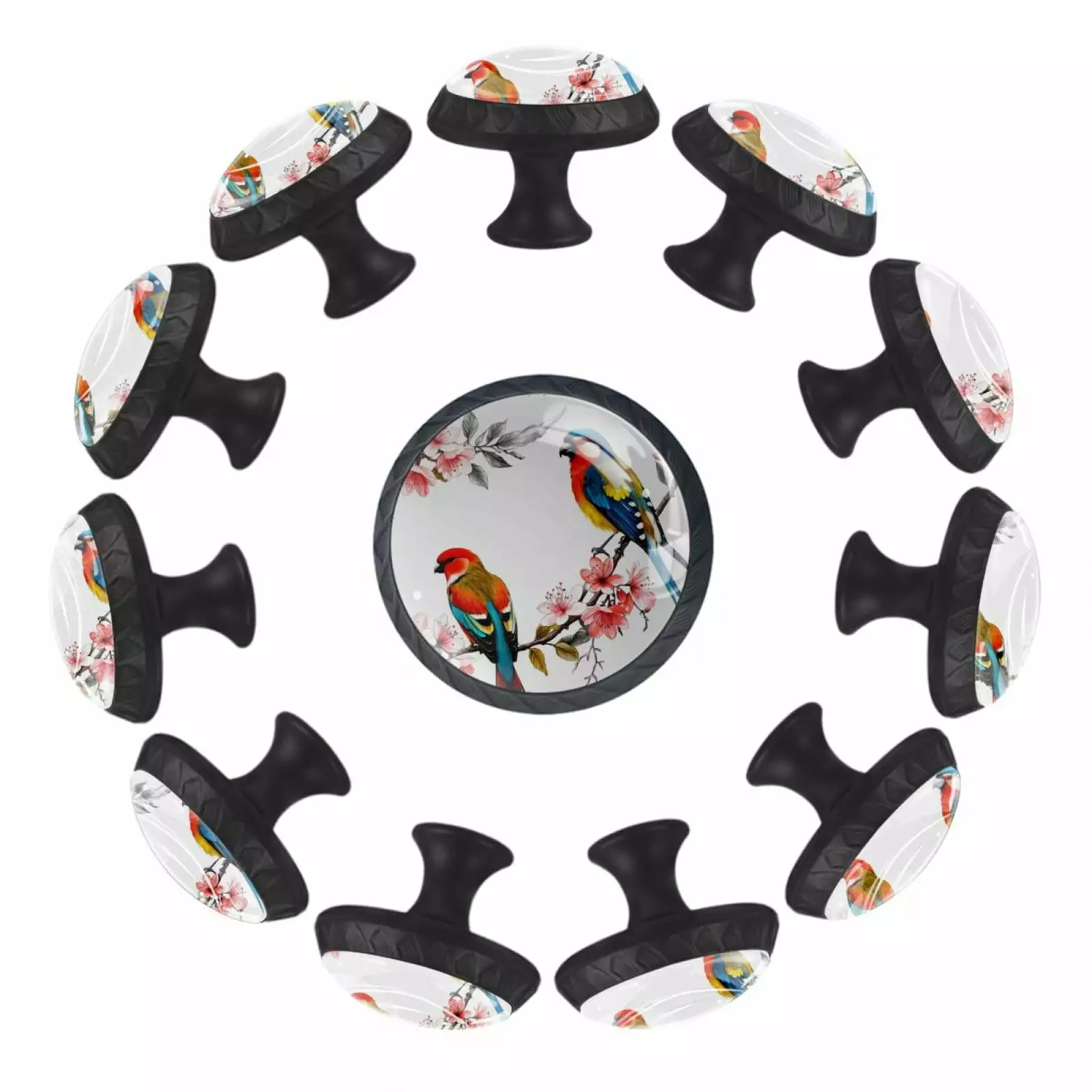 12 Pack Birds Branch Leaves Flowers Cabinet Knobs Door Knobs Drawer Pulls TFCOCFT