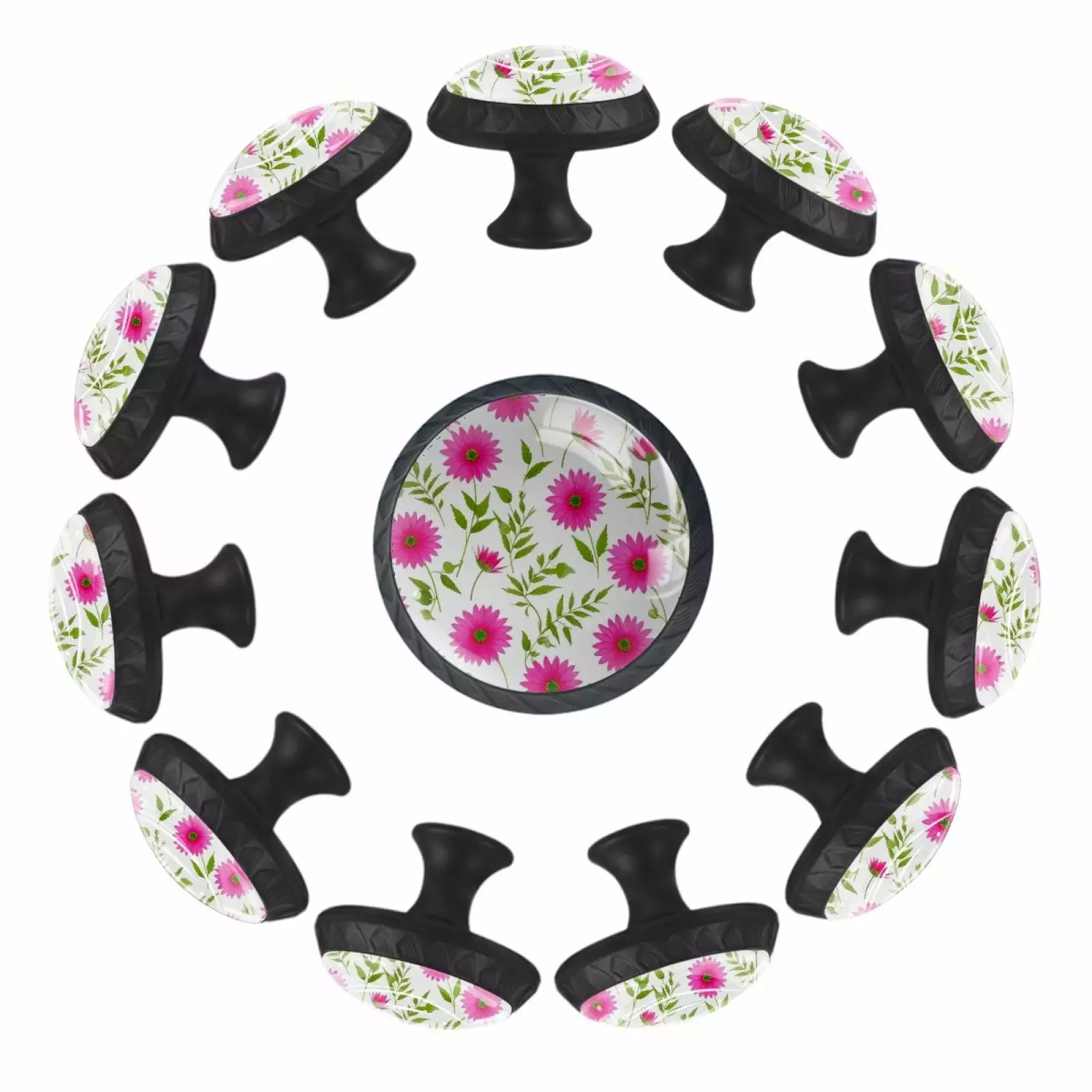 12 Pack Daisy Flowers Floral Cabinet Knobs Kitchen Drawer Pulls Dresser Knobs TFCOCFT