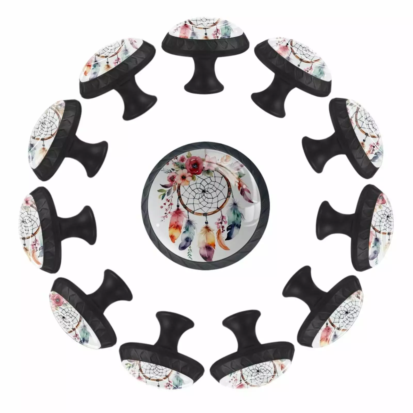 12 Pack Dreamcatcher Autumn Leaves Flowers Cabinet Knobs Door Knobs Drawer Pulls TFCOCFT