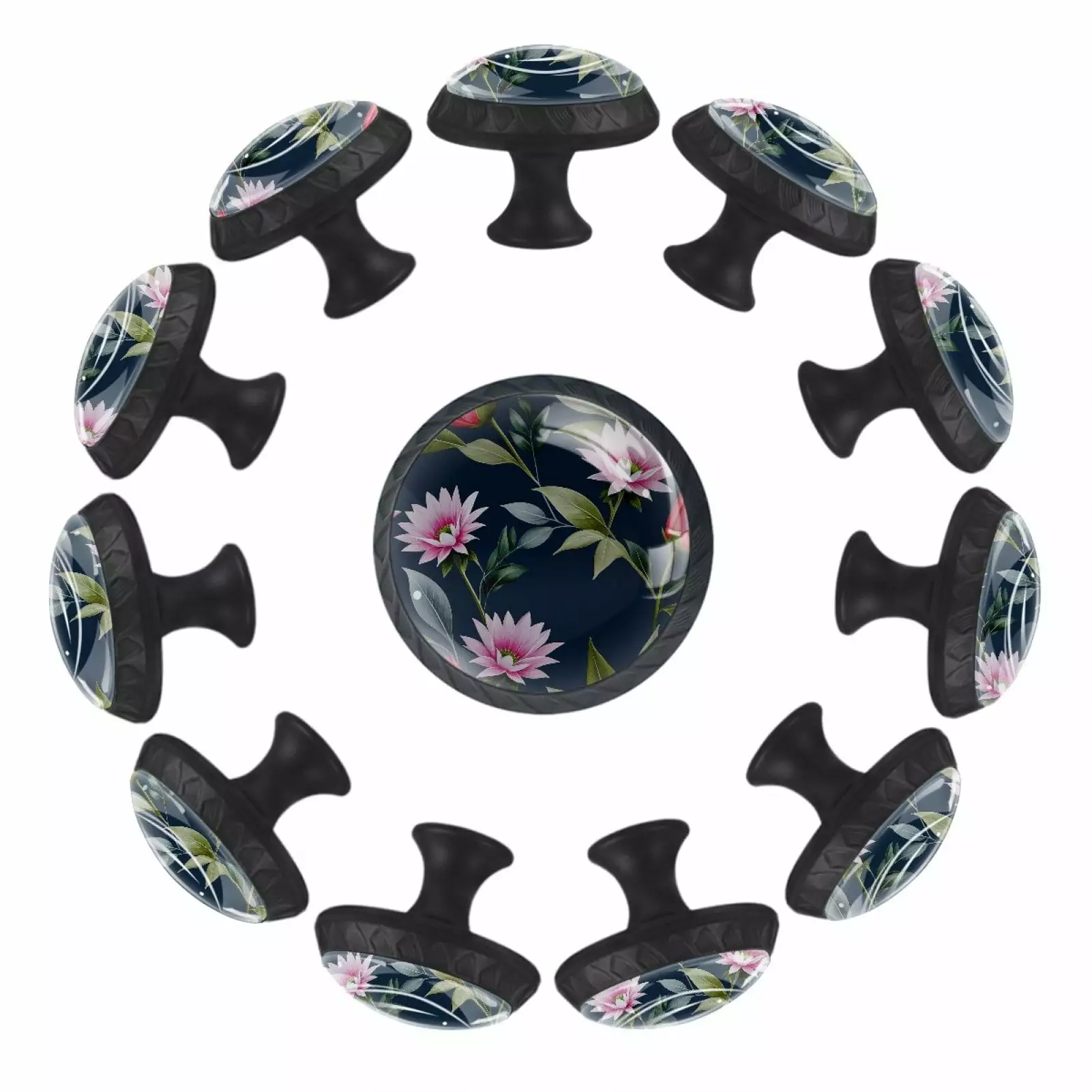 12 Pack Exotic Flowers Cabinet Knobs Door Knob Kitchen Drawer Pulls Dresser Knobs TFCOCFT