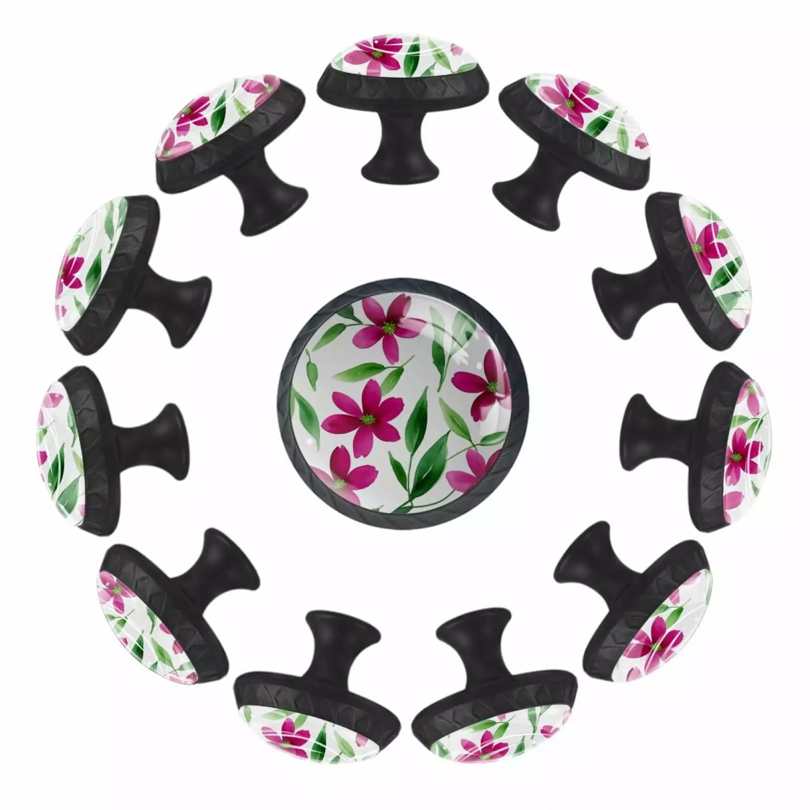 12 Pack Floral Flowers Leaves Twigs Cabinet Knobs Door Knob Dresser Drawer Pulls TFCOCFT