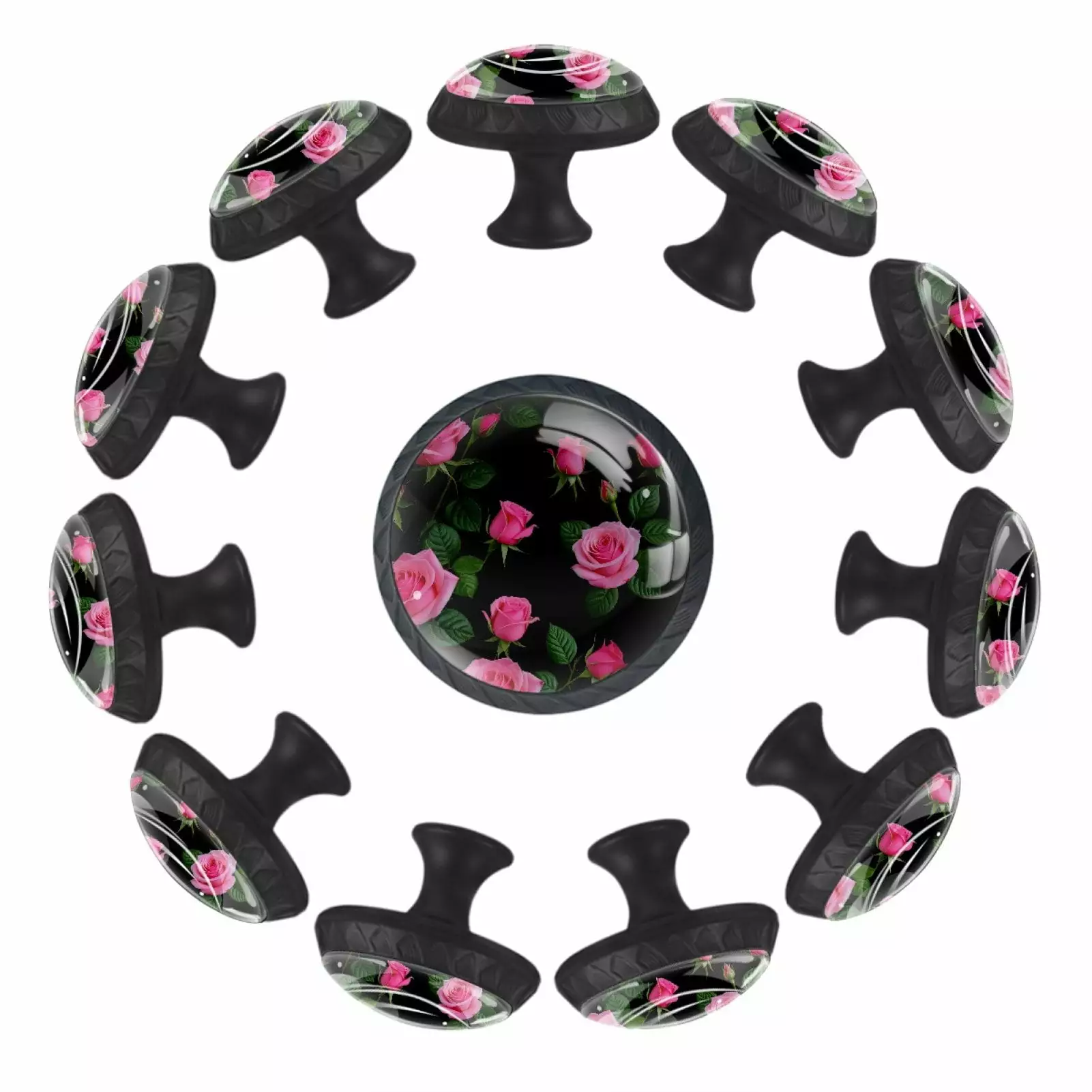 12 Pack Roses Pattern Cabinet Knobs Door Knobs Drawer Pulls Dresser Knobs TFCOCFT