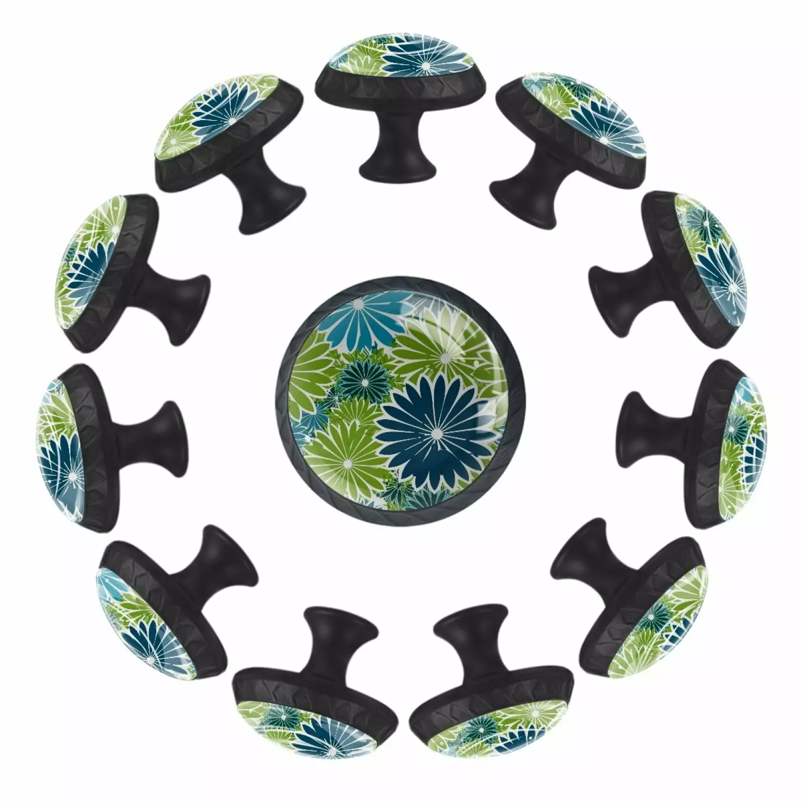 12 Pack Spring Flowers Pattern Cabinet Knobs Door Knob Drawer Pulls Dresser Knobs TFCOCFT