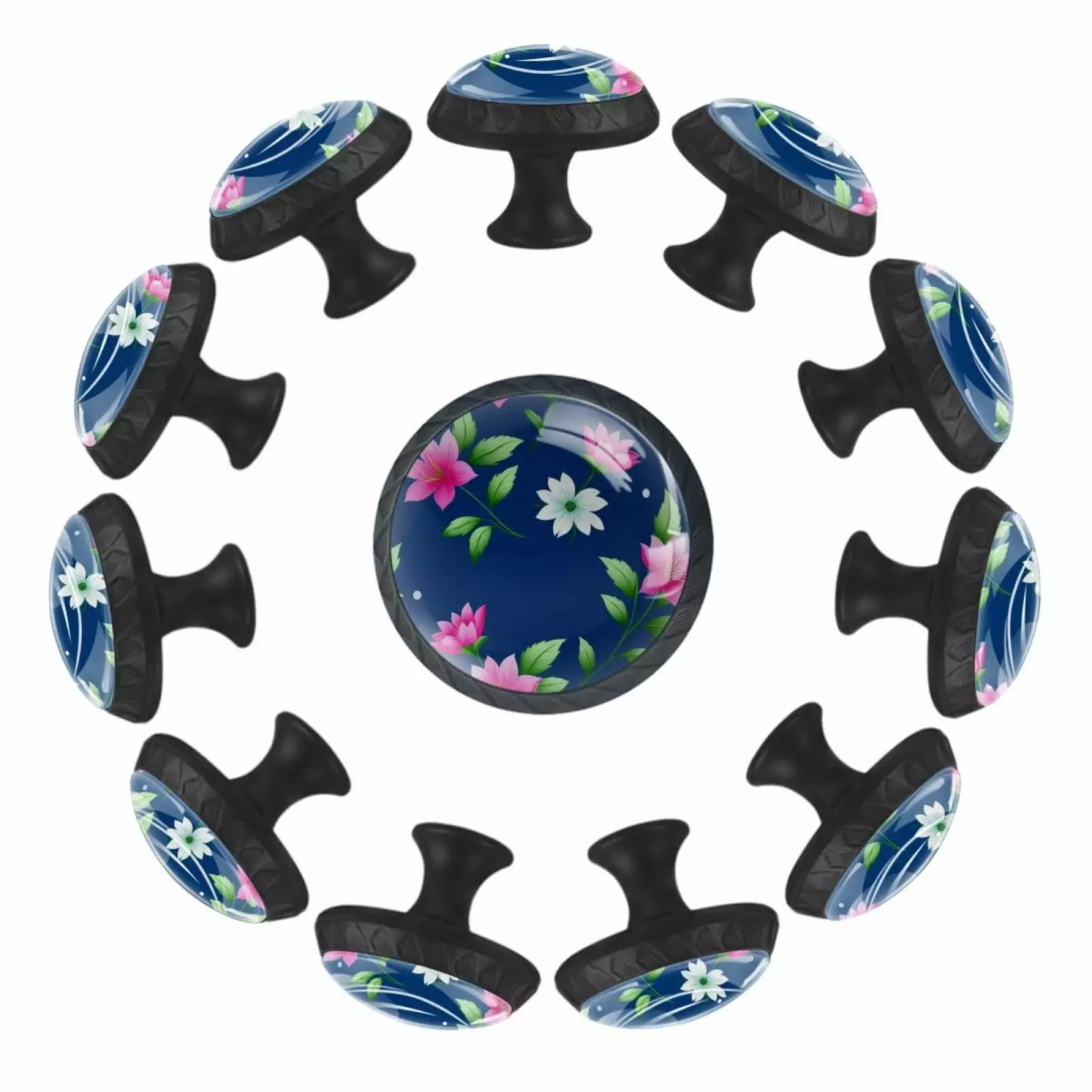 12 Pack Wallpaper Flower Floral Cabinet Knobs Kitchen Drawer Pulls Dresser Knobs TFCOCFT