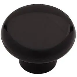 Black Plastic Cabinet Knob 1-3/8 Inch Round Drawers and Cabinets Liberty