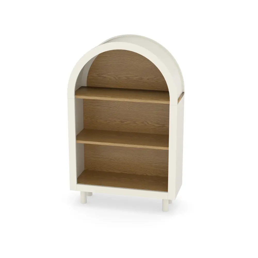 Arched Small Bookcase, Storage Cabinet, Bookshelf 3 Shelves Living Room - Oak / Alabaster