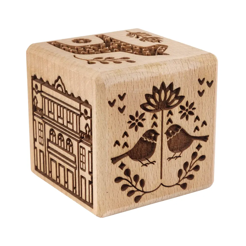 Goody Woody personalized cake cube, 6 cm, beech wood, 6 designs, Scandinavian style