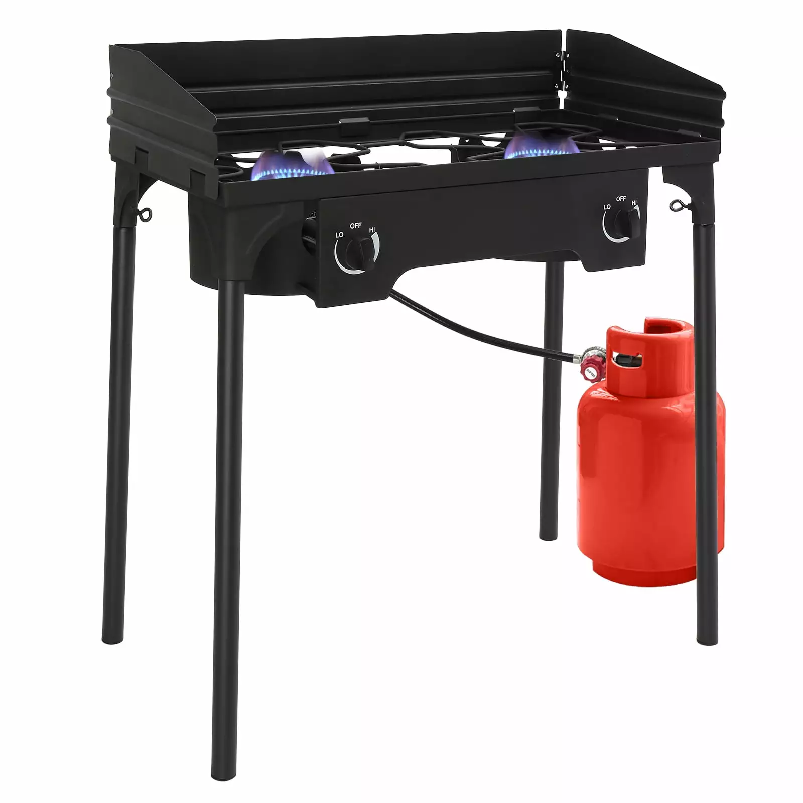 GoDecor Portable Propane Stove 2 Burner Outdoor Camping BBQ Grill Wind Panel 150000 BTU