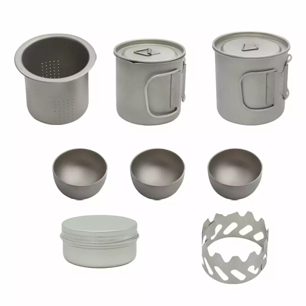 Pure Ti Double Layer Tea Cup Filter Mug Camping and Travel Stove Compatible