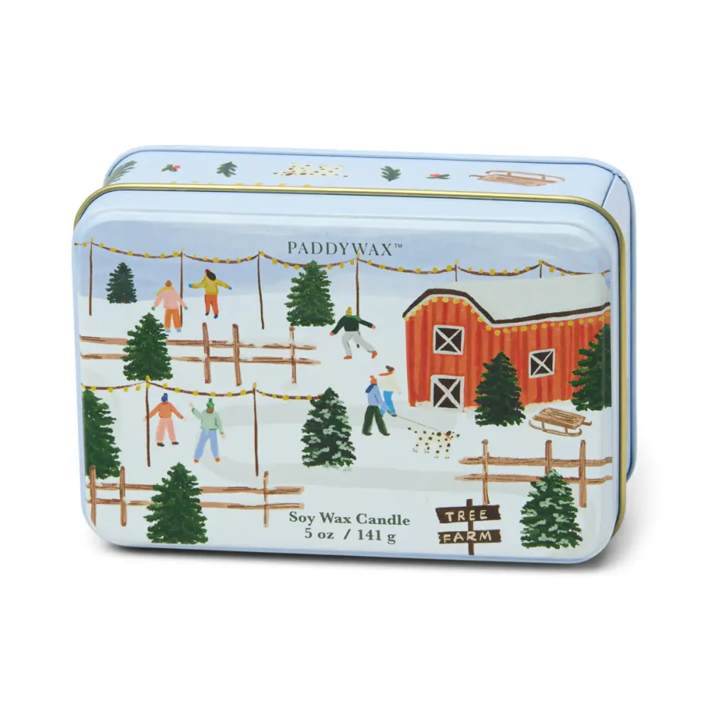Holiday Candle Tin Tree Farm Scene - Vanilla Bean & Myrrhh