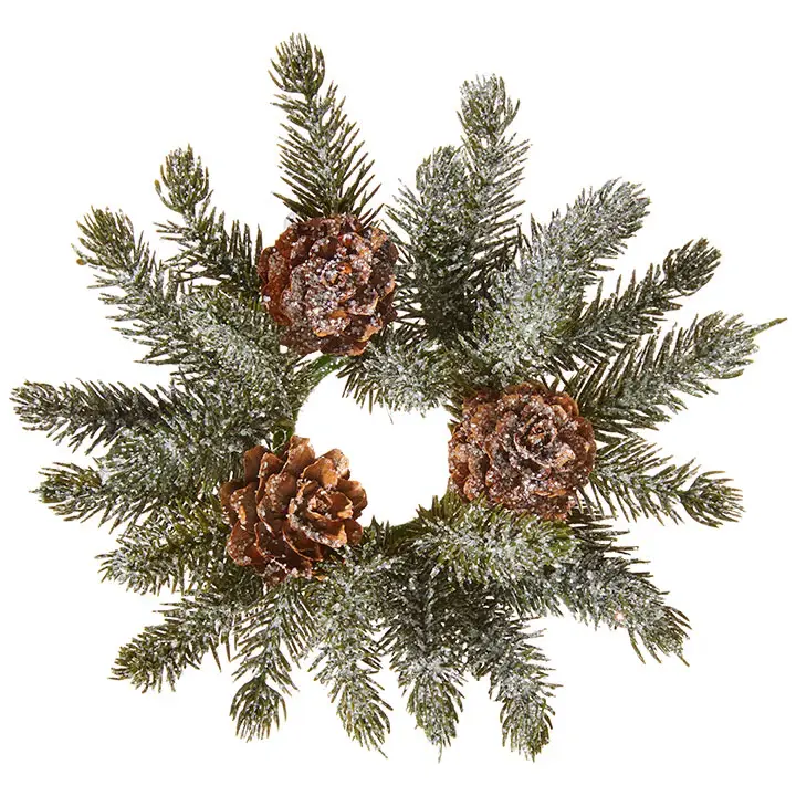 ICED PINEWOOD AND PINECONE CANDLE RINGS