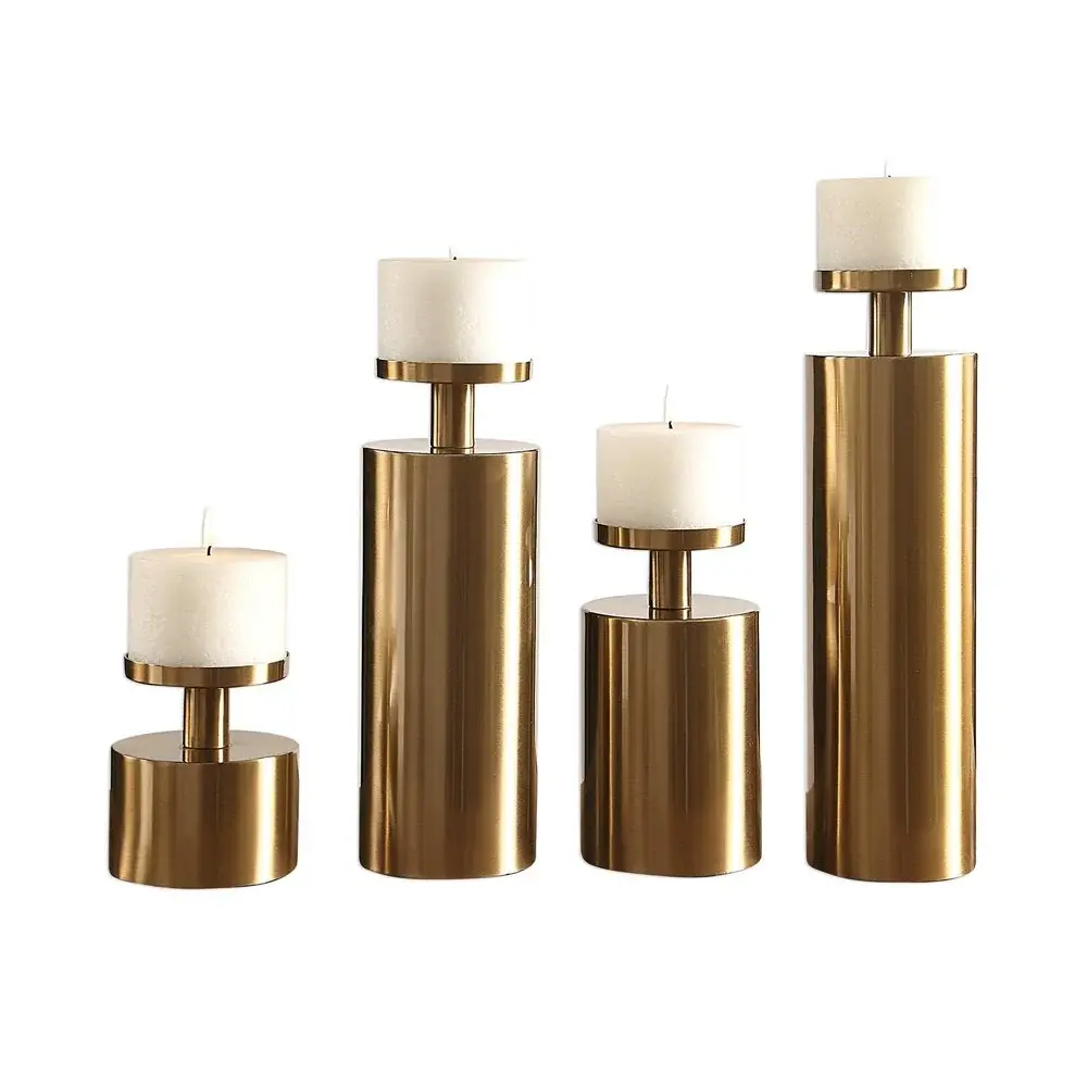 Jet-black Label Kamdyn Set 4 Candle Holders - Brass