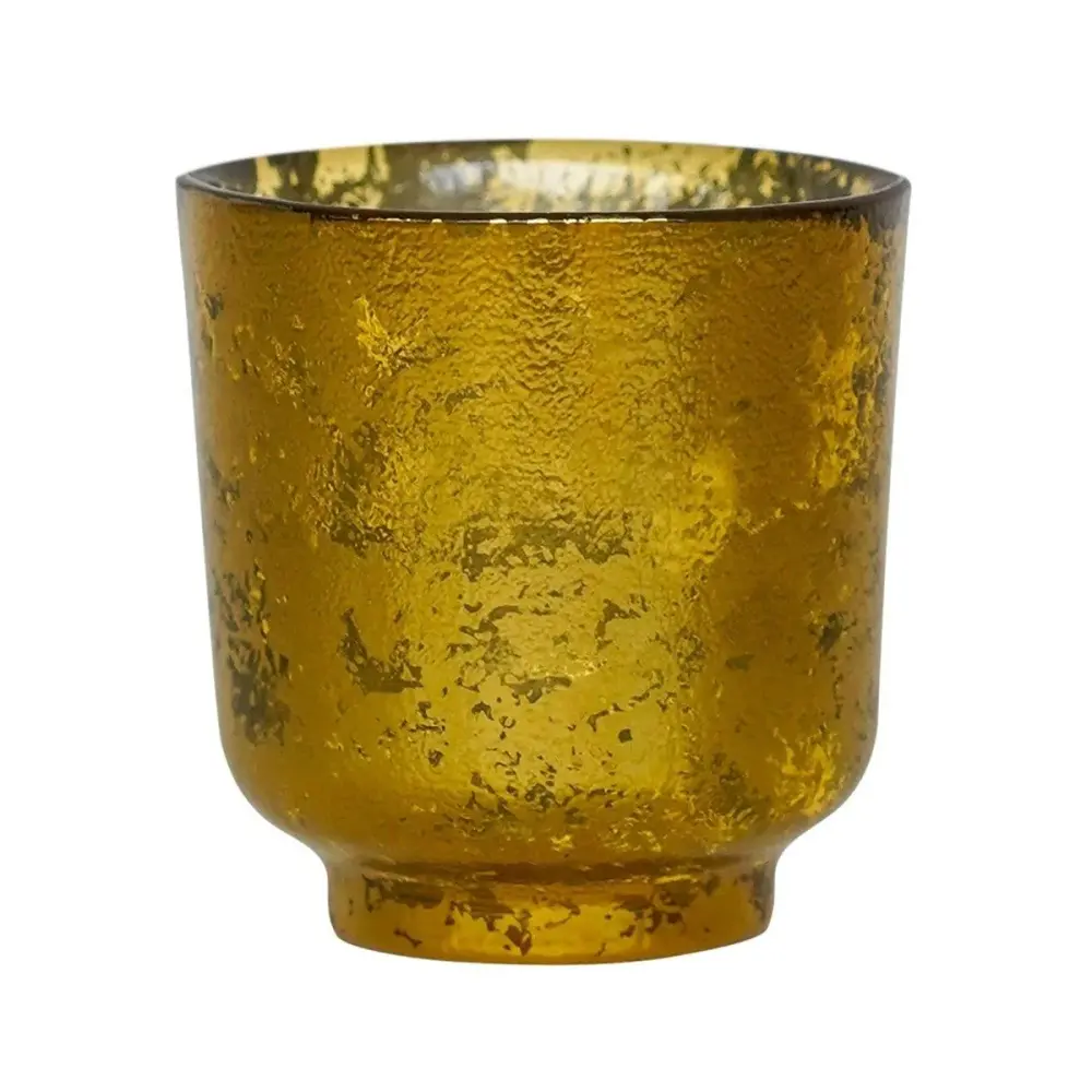 Metallic Glass Candle Holder - Gilded