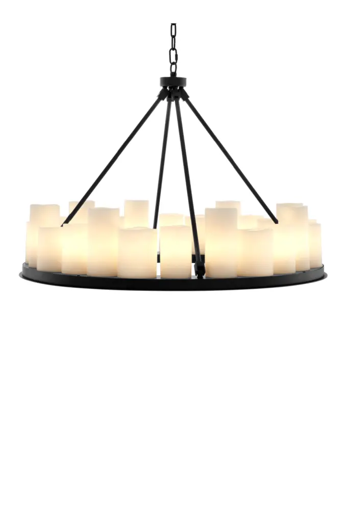 Eichholtz Commodore Black Round Candle Chandelier Modern Lighting