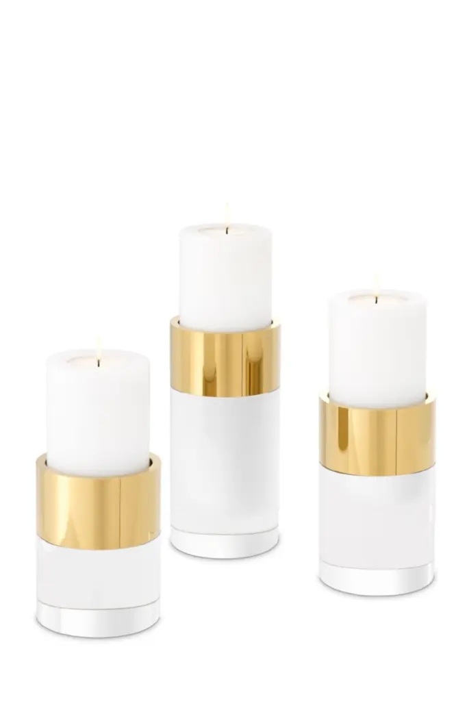 Crystal Candle Holder Set 3 Eichholtz Sierra Elegant Dining Decor