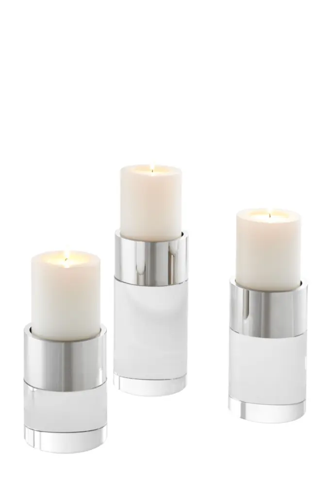 Silver Candle Holder Set 3 Eichholtz Sierra Modern Table Centerpiece