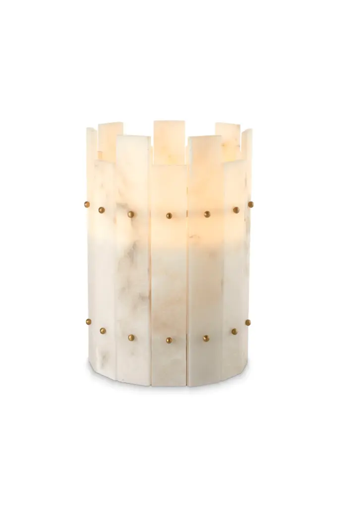 Eichholtz Ruby Alabaster Hurricane Candle Holder Elegant Decor