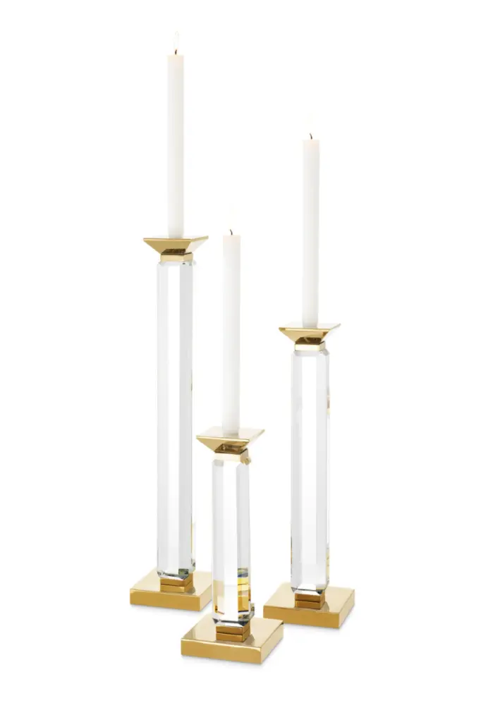 Gold Stick Candle Holder Set 3 Eichholtz Livia Elegant Table Decor