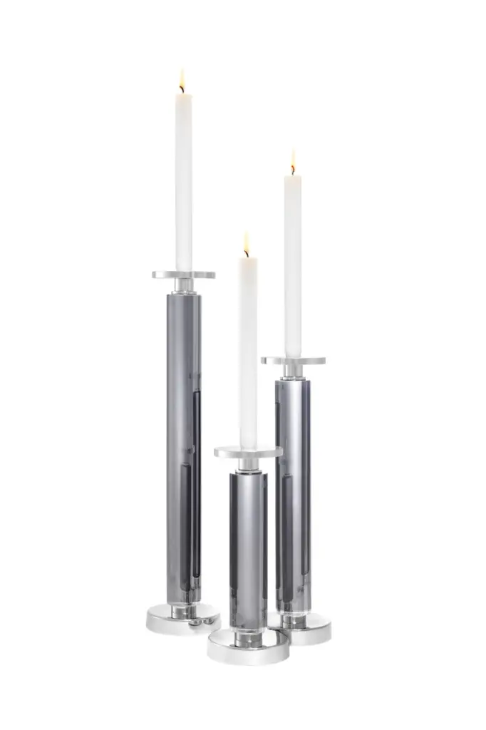 Smoke Crystal Glass Candle Holder Set 3 Eichholtz Chapman