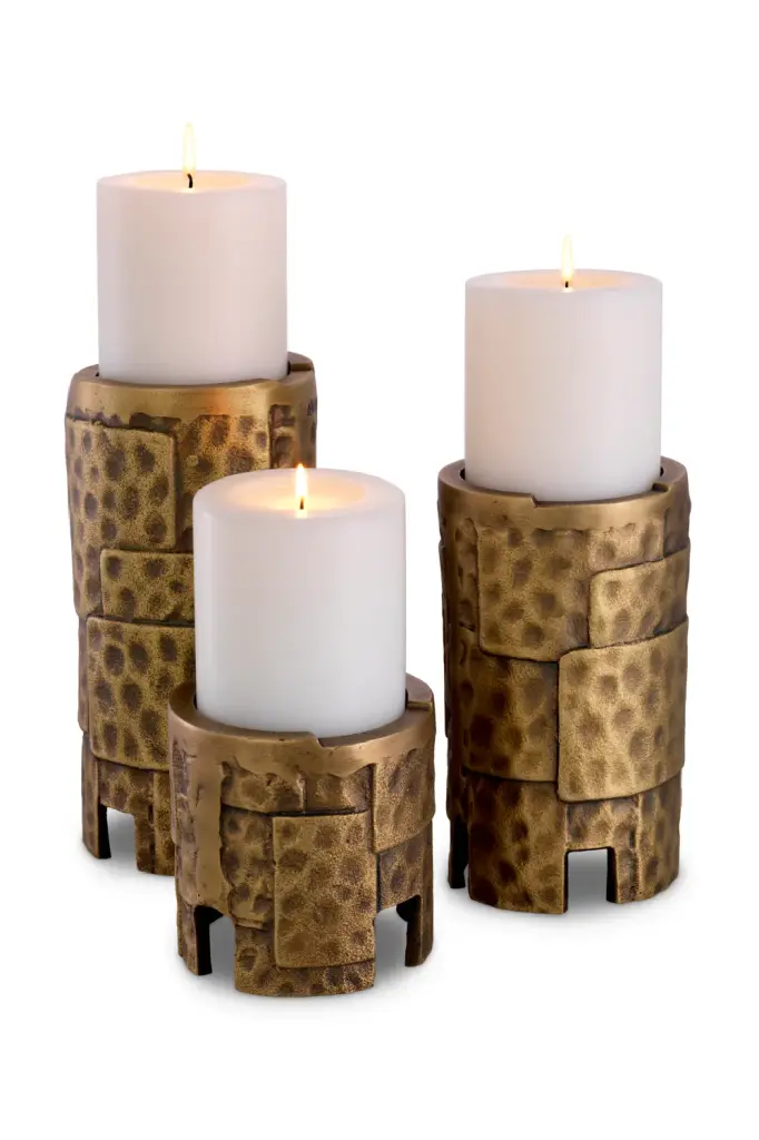 Vintage Brass Candle Holder Set 3 Eichholtz Laurentios