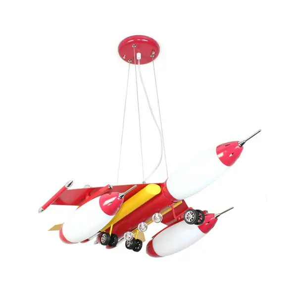 Airplane Suspension Pendant Light Kids White Glass Bedroom LED Chandelier Red/Blue/Dark Azure