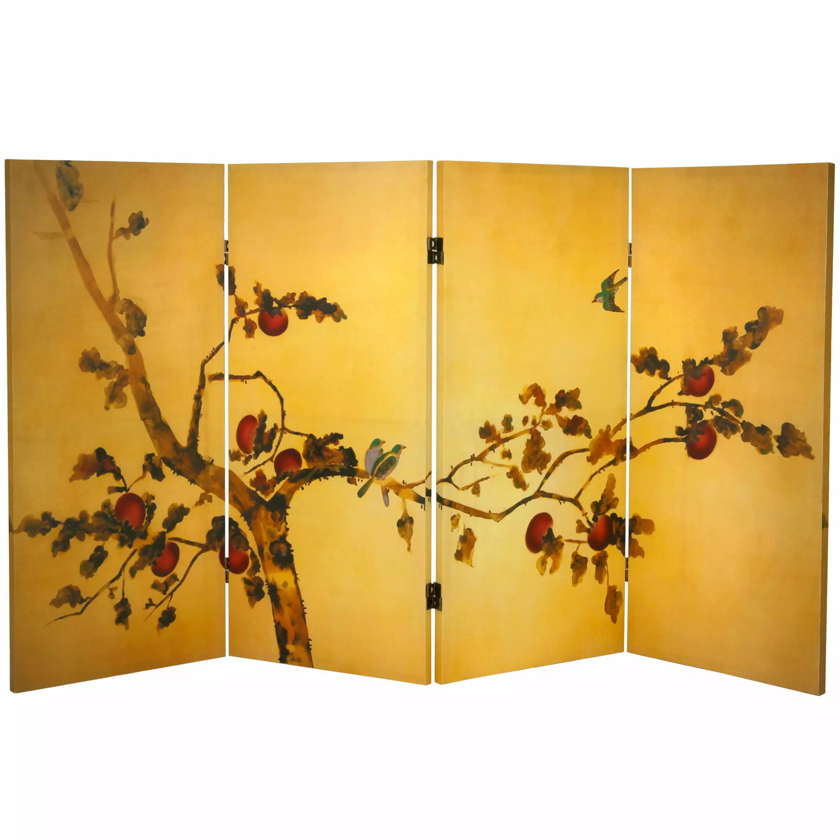 3 ft Tall Double Sided Birds on Plum Tree Canvas Room Divider - Freestanding Art Screen Bed Bath & Beyond