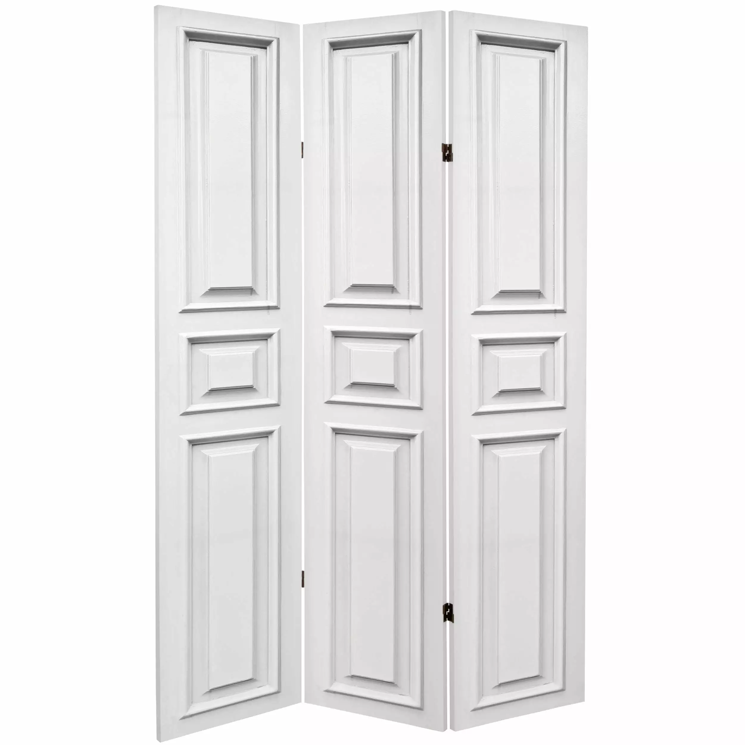 Oriental Furniture 6 ft Tall White Door Panel Canvas Room Divider - 3 Panel Screen