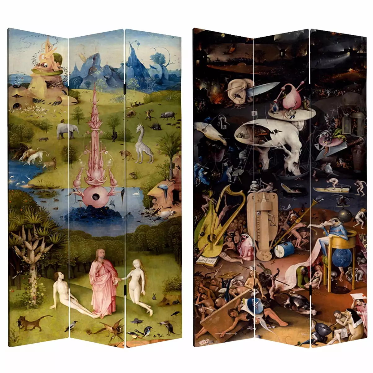 7 ft Tall Garden Delights Canvas Print Room Divider Folding Screen Oriental Furniture
