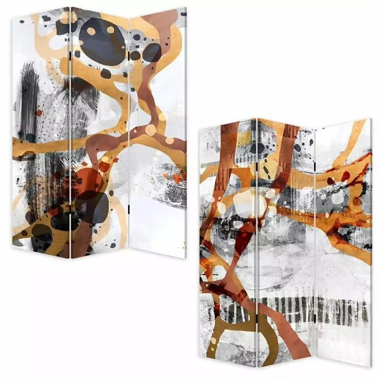 Bellamy Canvas Screen - Floral Room Divider - 72 Inch Tall Decorative Partition Jagged Designs