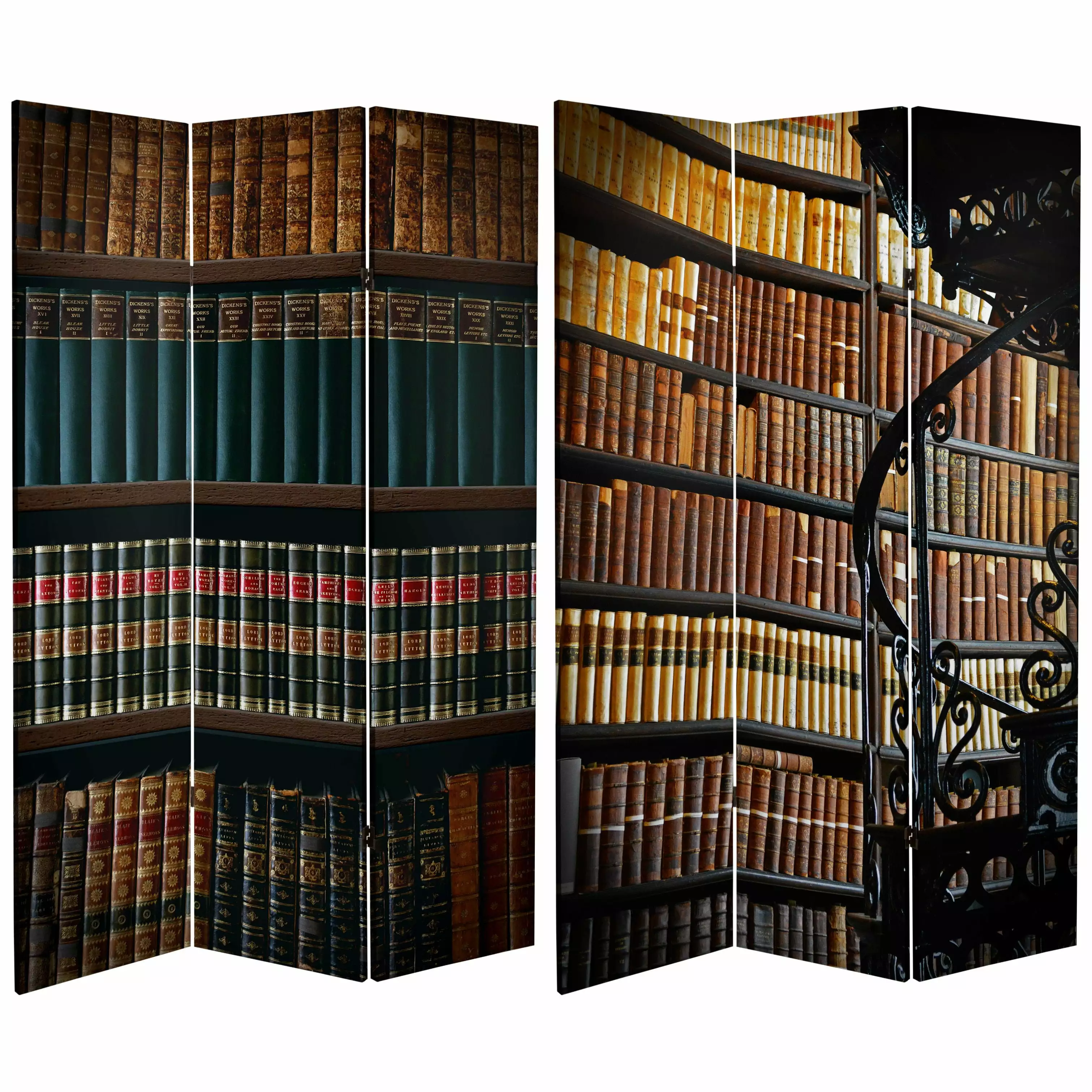 Double Sided Library Canvas 3 Panel Room Divider Oriental Furniture Home and Office