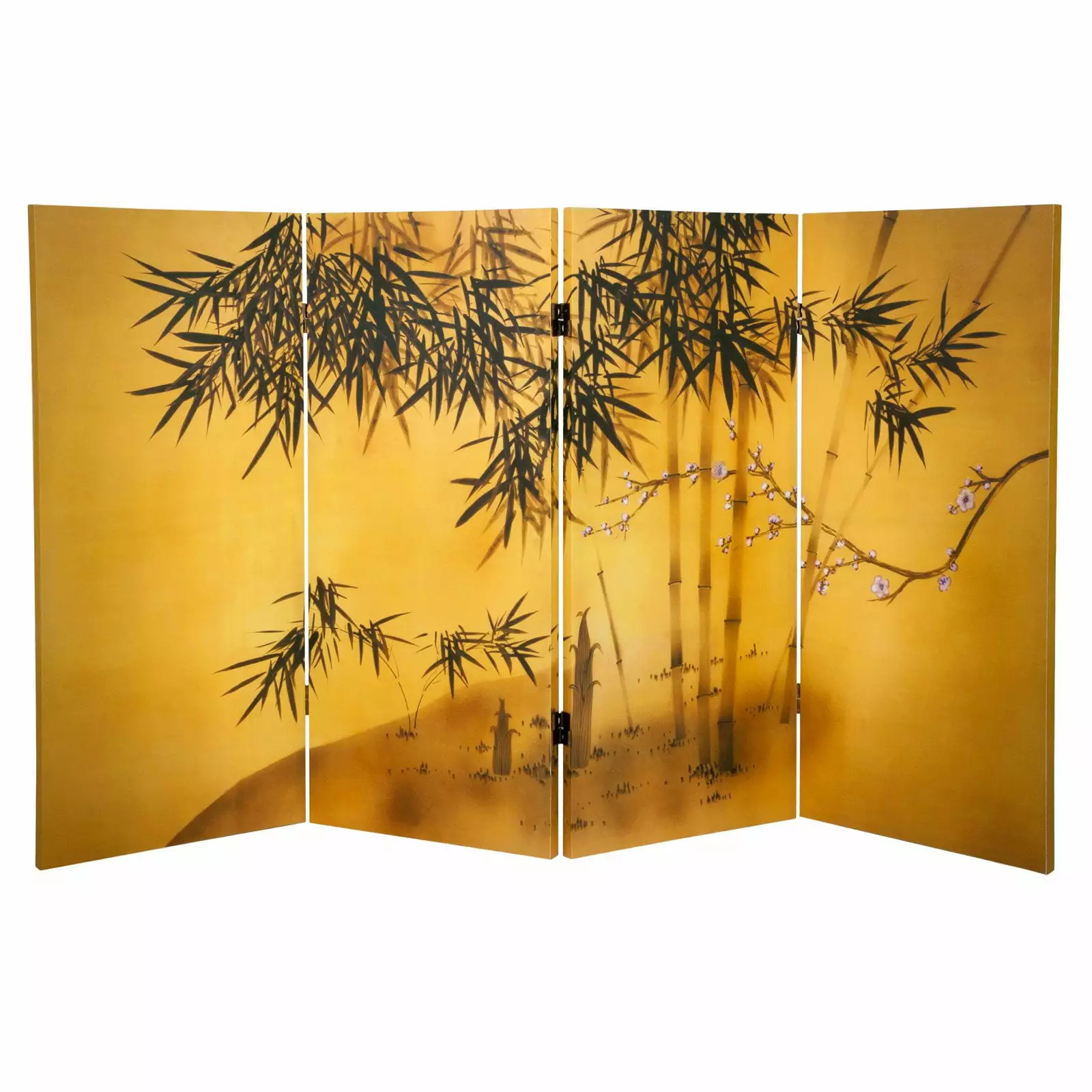 Oriental Furniture 3 ft Tall Bamboo Tree Canvas Room Divider 4 Panel