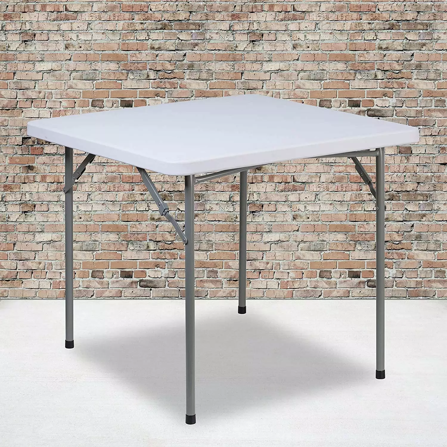 2.81-Foot Square Granite White Plastic Folding Table Card Game Table