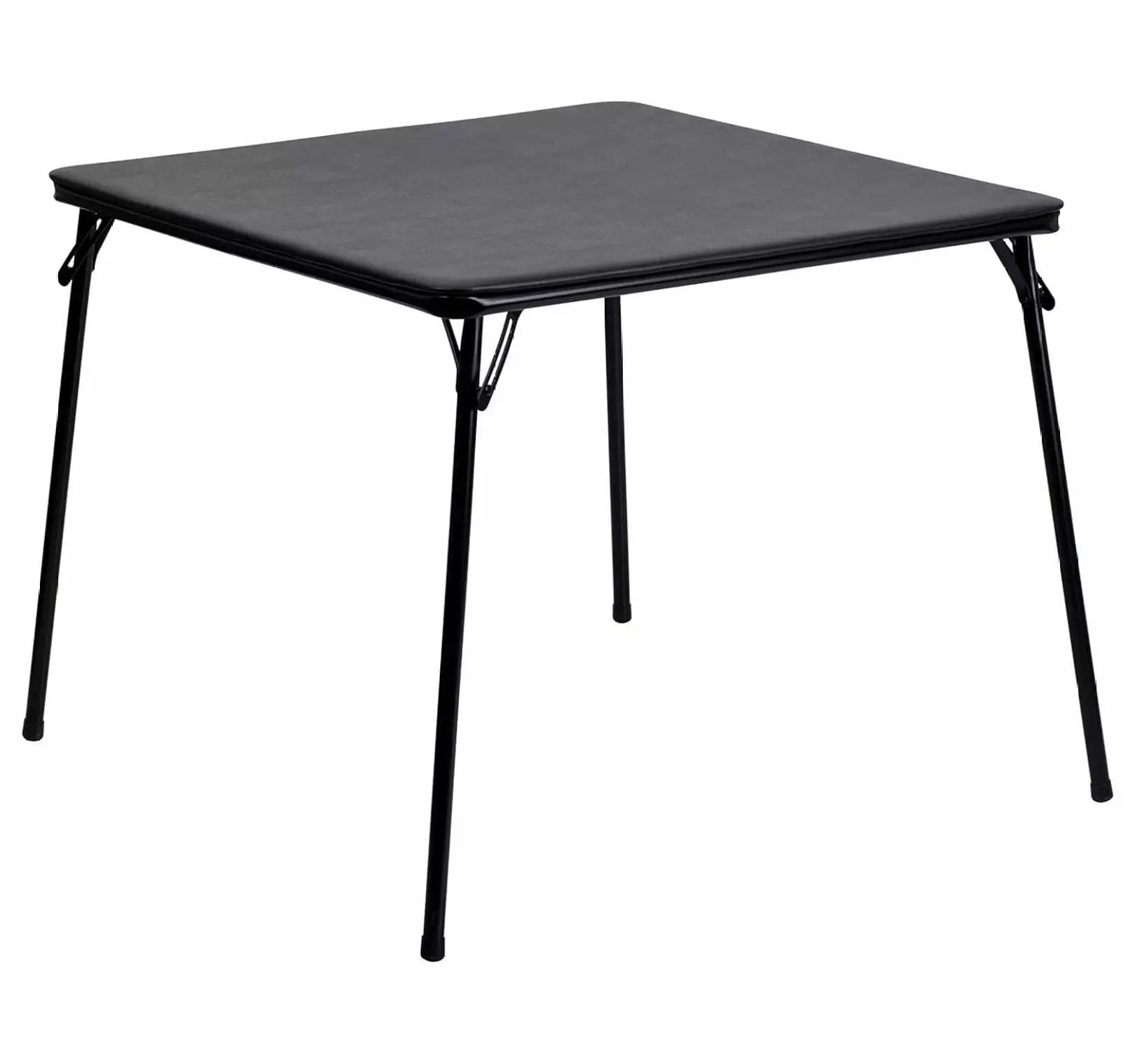 BULYAXIA Folding Card Table Black Foldable Card Table Square Portable Table Collapsible Legs