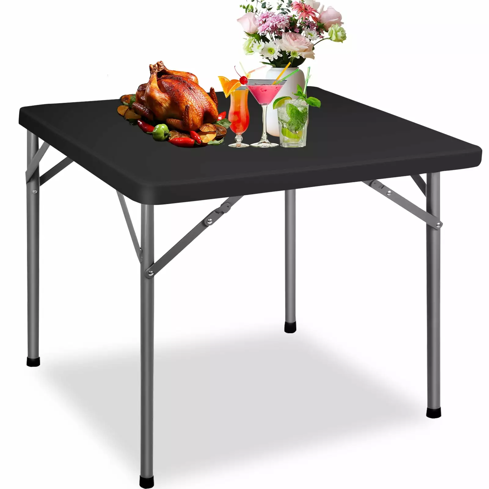 Foldable 34 Inch Table Sturdy Outdoor and Indoor Folding Table Ideal Camping and Picnic Card Table or Craft Table